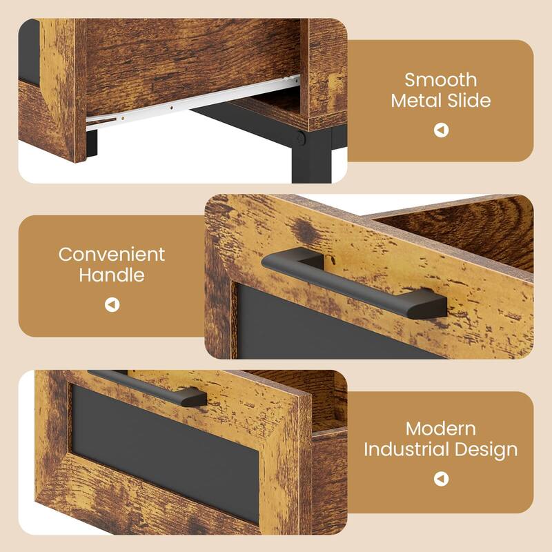 Costway 47” Oval Top Coffee Table with 4 Open Compartments & Drawer, 5 - See Details