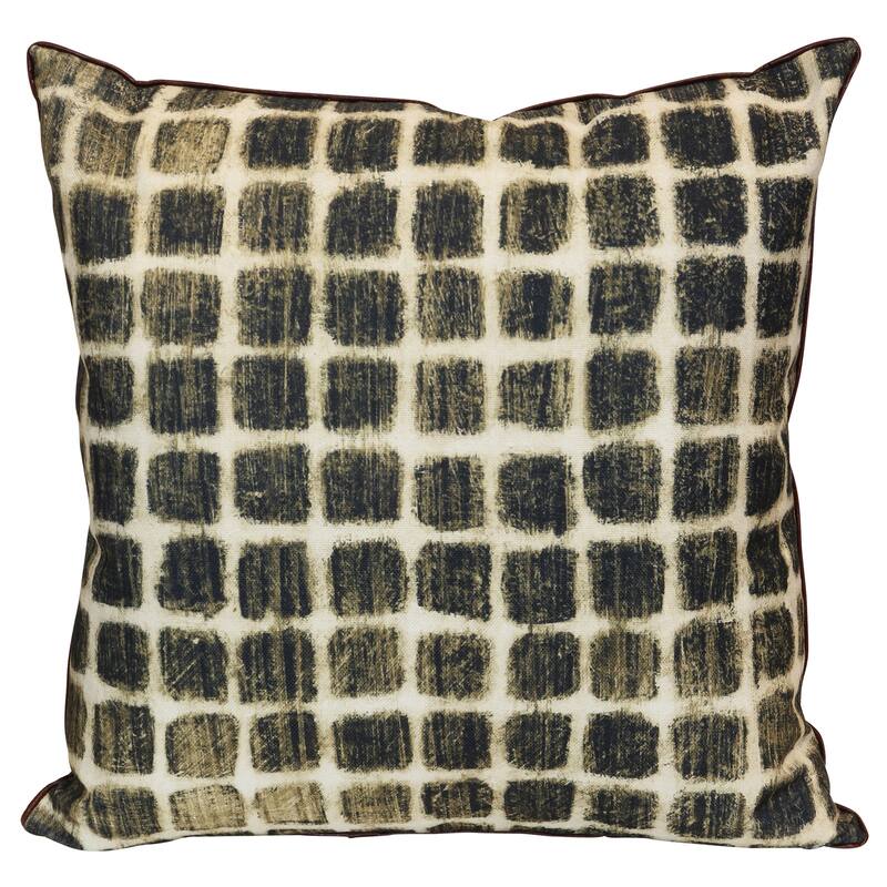 StyleCraft Wyatt Abstract Ink Grid Abstract Pillow - Ink Black, Parchment Ivory & Warm Linen - 24" x 24"