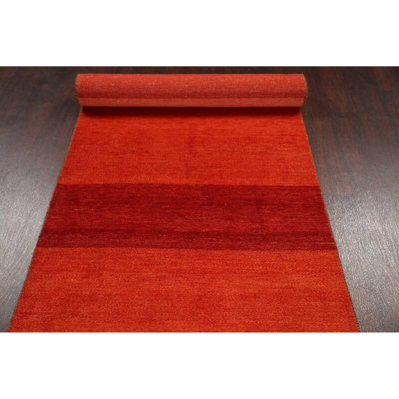 Contemporary Gabbeh Kashkoli Oriental Runner Rug Wool Hand-knotted - 3'2" x 15'6"