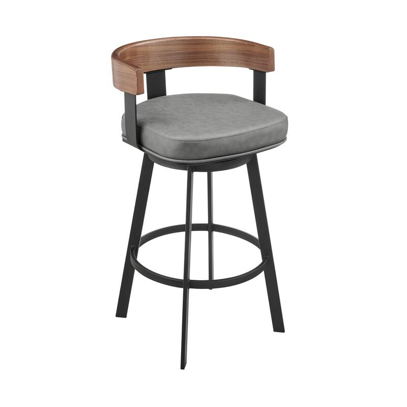 Idris Modern Swivel Bar Stool, Upholstered Counter Height Chair with Iron Frame