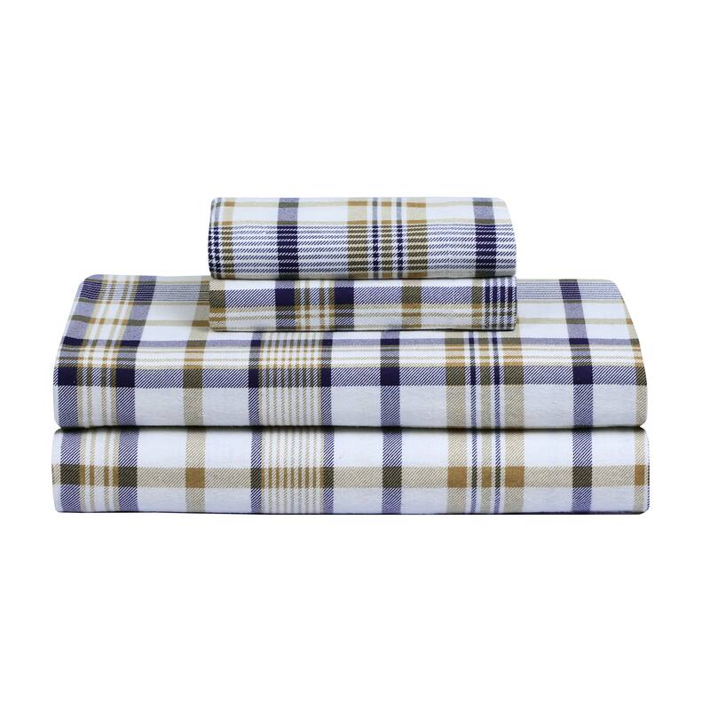 Feather & Stitch Cotton Flannel Sheets Set 4 Piece Bed Sheets Heavy Weight Bedding
