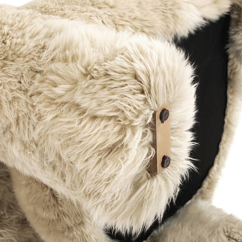 Avalon 35" Rustic Sheepskin Split Barrel Back Accent Chair
