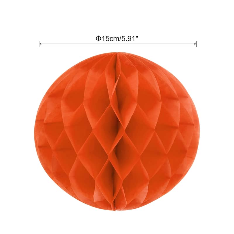 6Pcs Paper Pom-Poms Balls Paper Tissue Flower Ball for Party Decor - Orange - 6 Inch