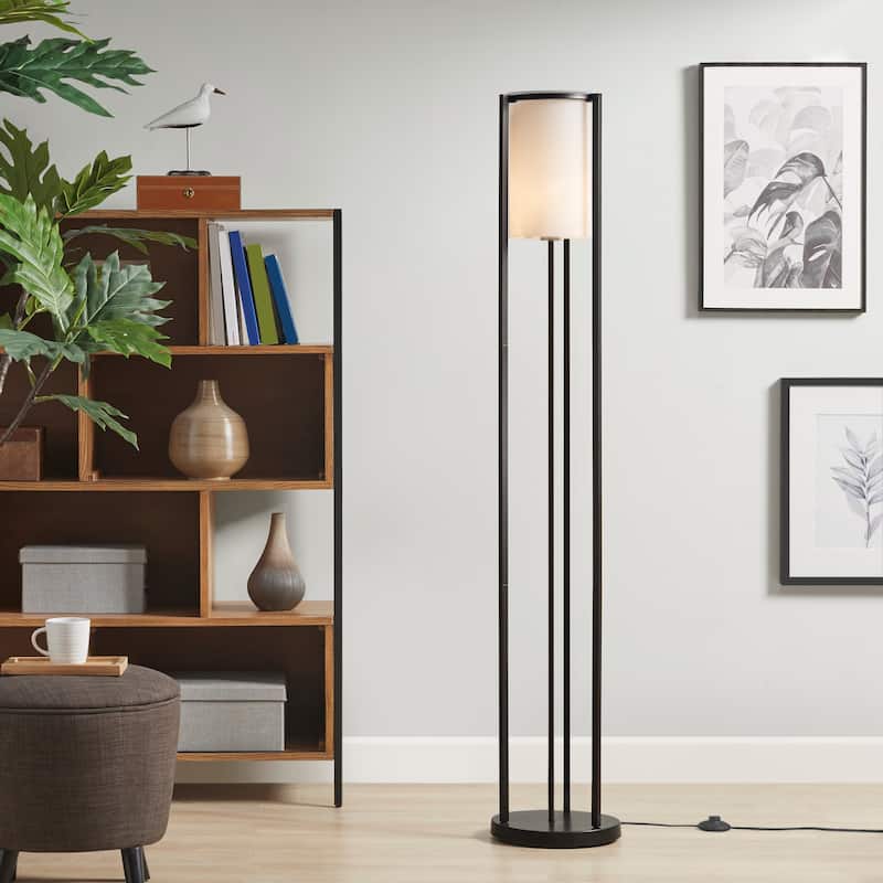 Martha Stewart Charlton Metal Floor Lamp with Glass Cylinder Shade - Dia.11" x 63"H