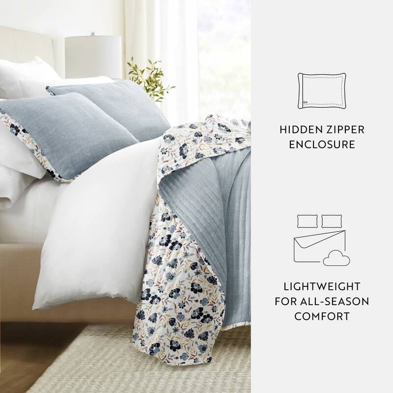 Becky Cameron All Season 3 Piece Floral Reversible Quilt Set