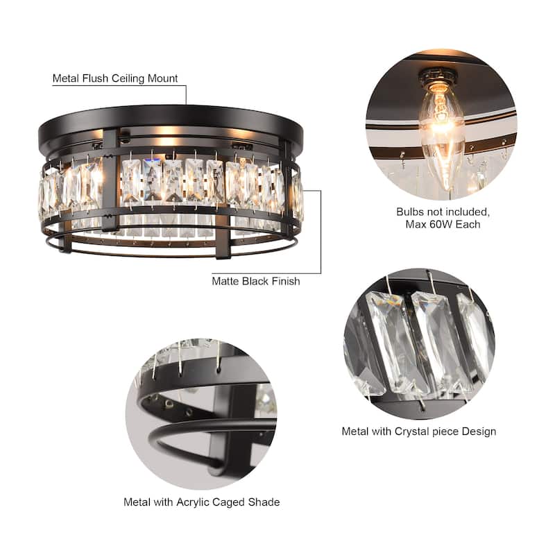 14-in Matte Black Industrial Flush Mount Ceiling Light