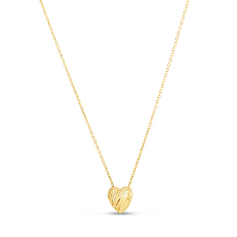 Curata 14k Yellow Gold 18" 8mm Open Modern Heart Necklace (Spring Ring)