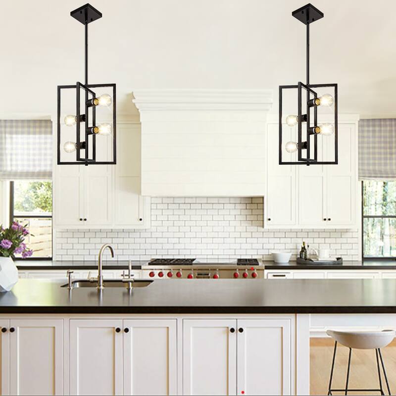 Pendant Light Fixture 4 Lights Candle Chandelier Rustic Industrial Metal Ceiling Light