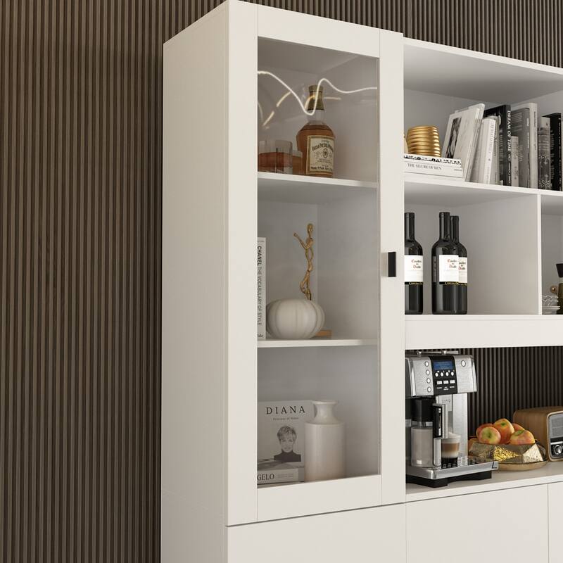 Timechee Combined Bookcase Kitchen Cabinet Display Cabinet Pantry