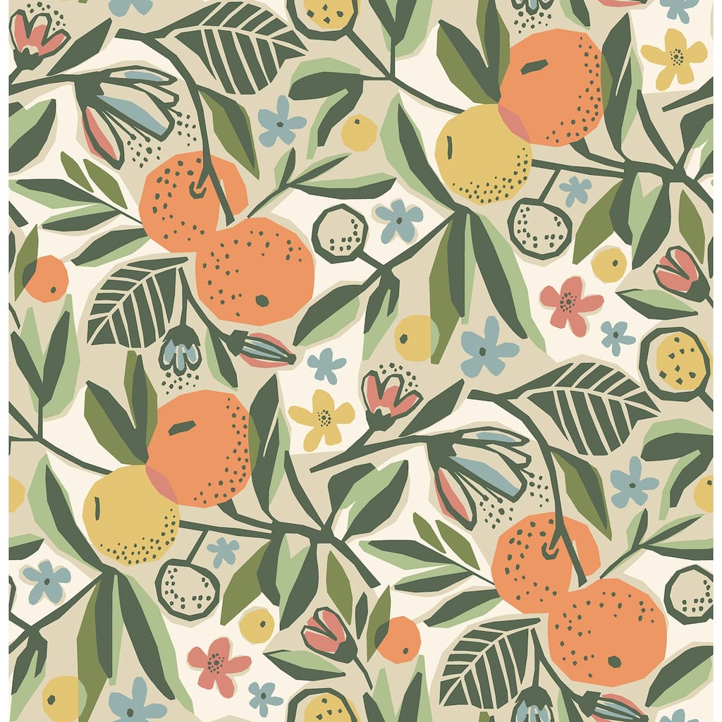 Pip & Lo Ochre Clementine Garden Peel & Stick Wallpaper