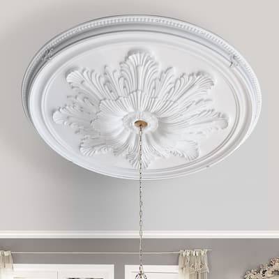 Grand Acanthus Round Ceiling Medallion 65 Inch Diameter - White