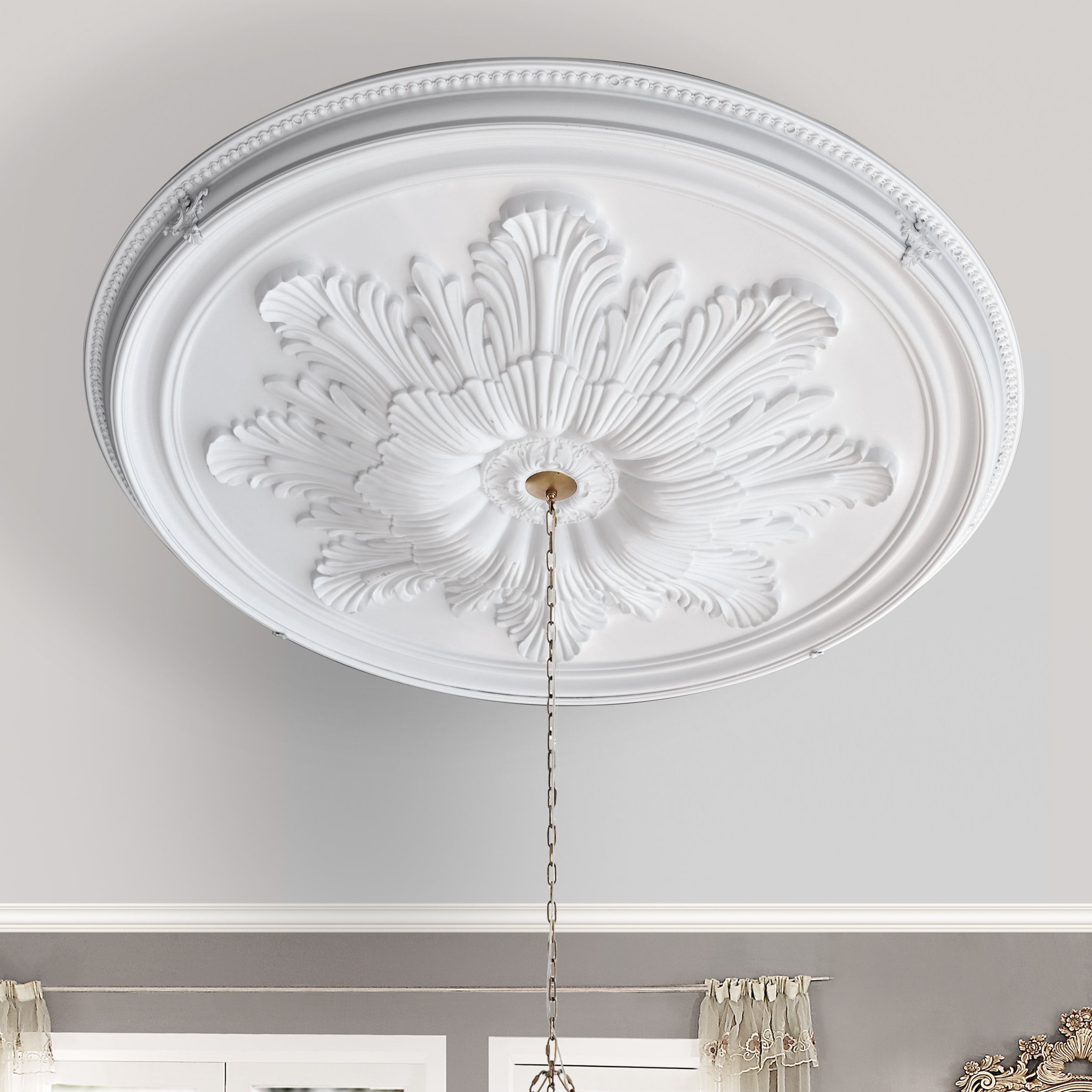 Grand Acanthus Round Ceiling Medallion 65 Inch Diameter - White