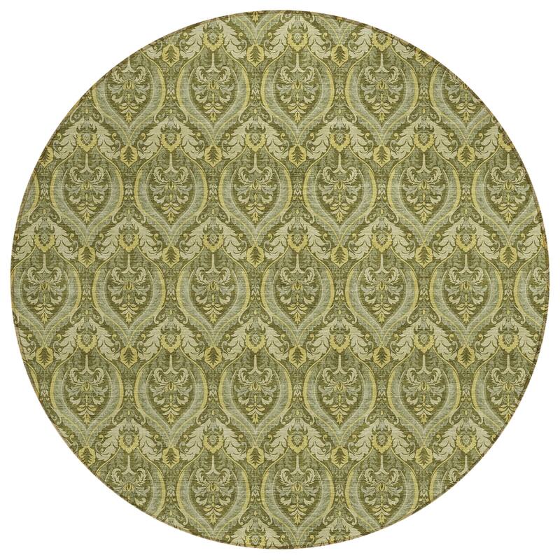 Machine Washable Indoor/ Outdoor Damask Chantille Rug