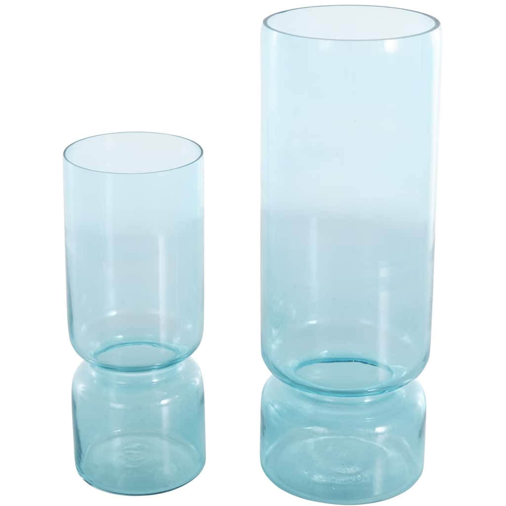 Glass Modern Round Decorative Vase - Set of 2 Blue or Green - Roche River Decor