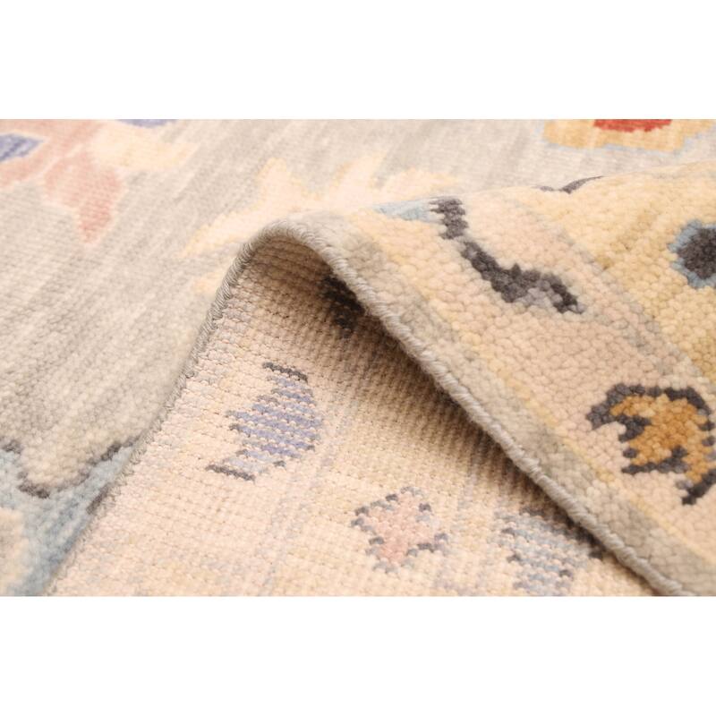 ECARPETGALLERY Hand-knotted Modern Oushak Light Grey Wool Rug - 8'0 x 10'0