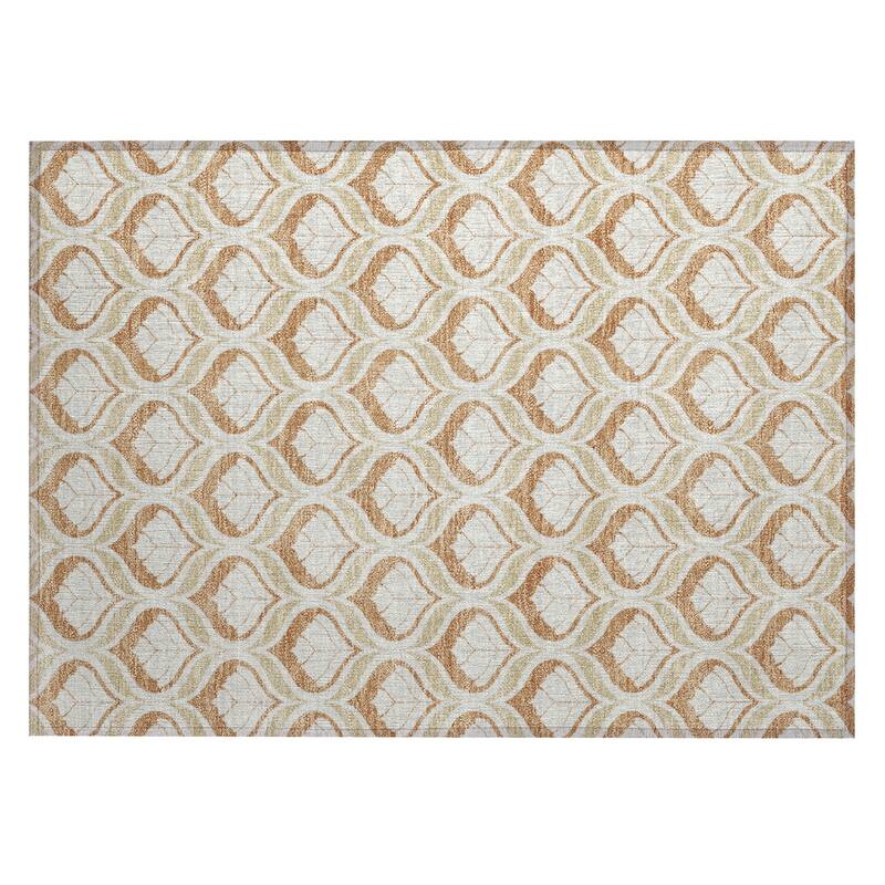 Machine Washable Indoor/ Outdoor Modern Trellis Chantille Rug