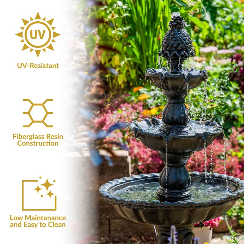 Sunnydaze Welcome 3-Tier Outdoor Water Fountain for Garden - 57"