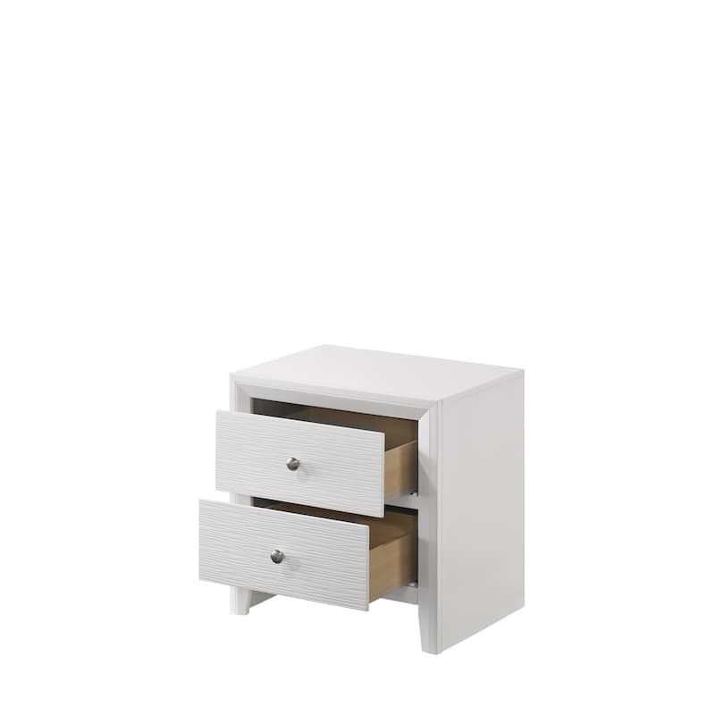 Contemporary Modern Look 2-Drawer Nightstand End Table Two Storage Drawers Round Knobs Bedroom Living Room Wooden Furniture