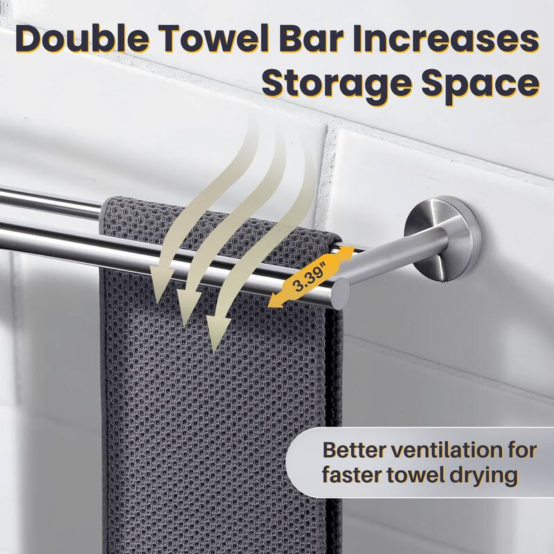 WOWOW Wall Mounted Stainless Steel Double Towel Bar