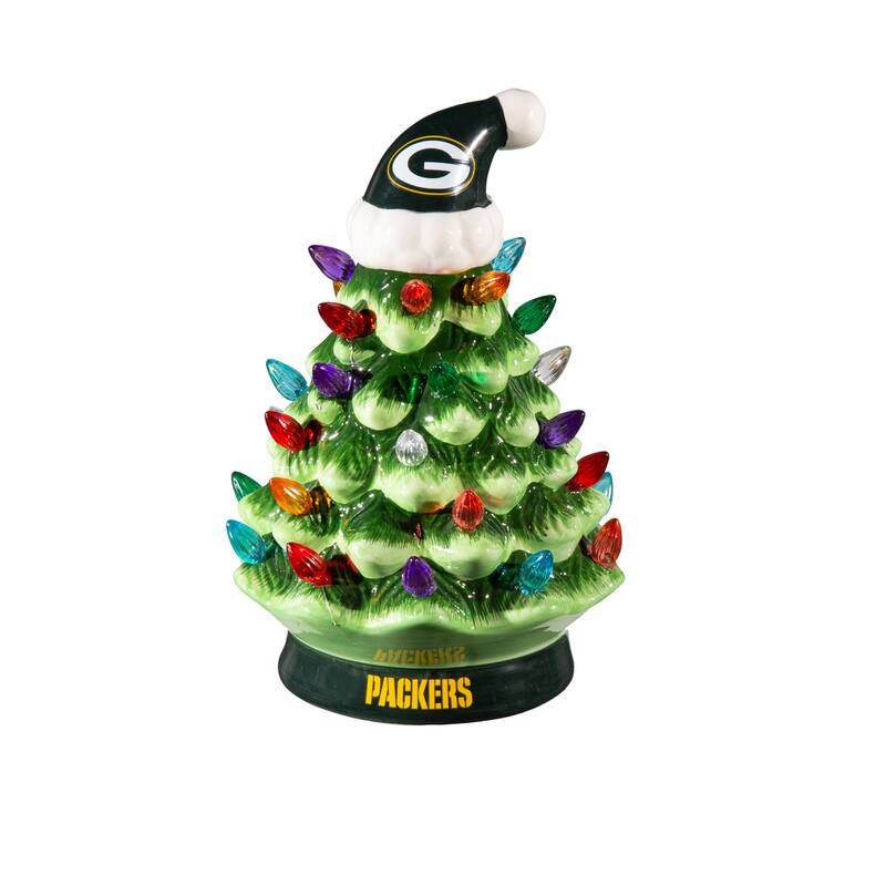 8" LED Ceramic Tabletop Christmas Tree, Green Bay Packers