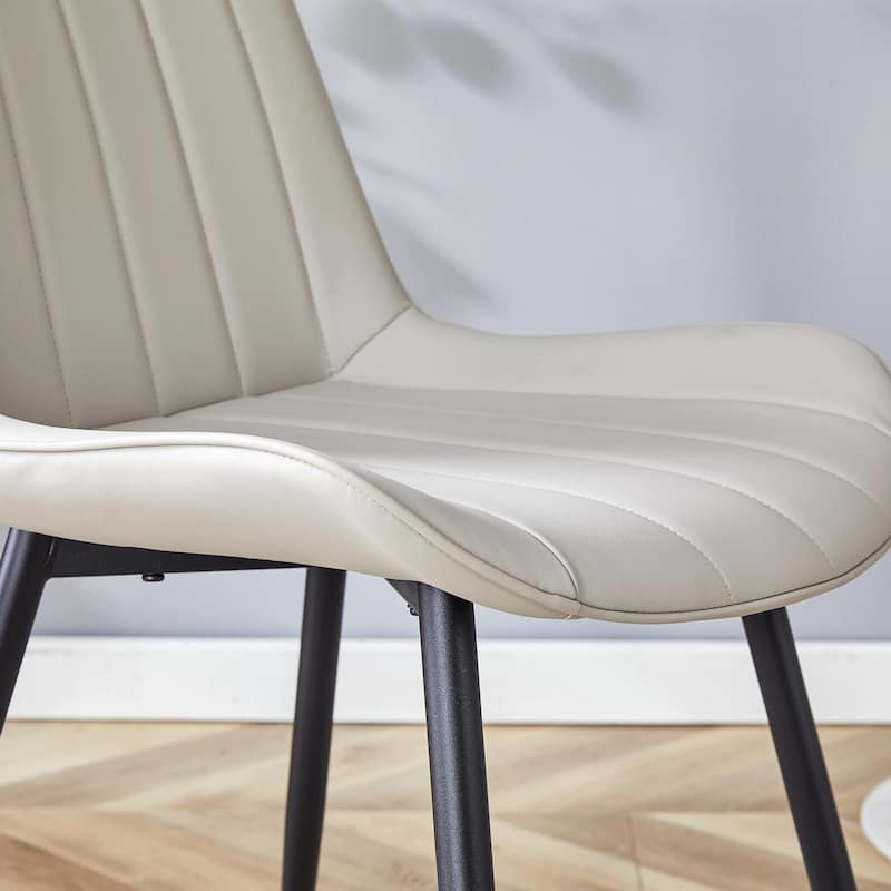 Dining Chair Set of 4, Vertical Striped Backrest Dining Chair with Metal Legs Leisure Chair for Dining Room kitchen