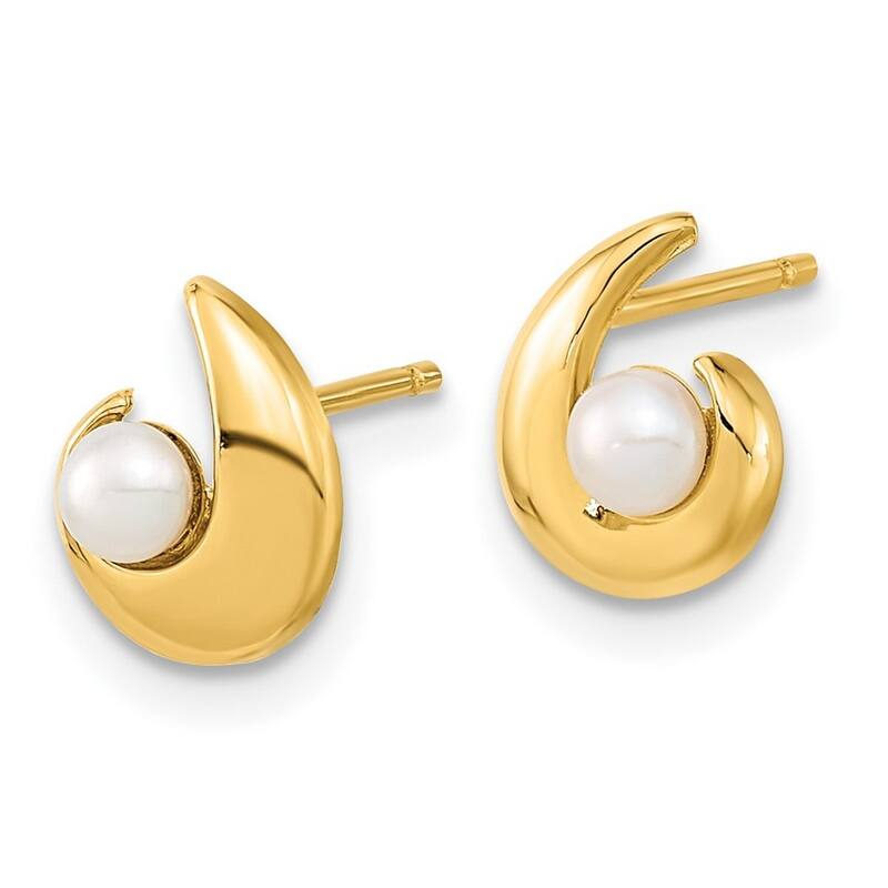 Curata 14k Yellow Gold Freshwater Cultured Pearl Post Earrings 9.1x6.29mm