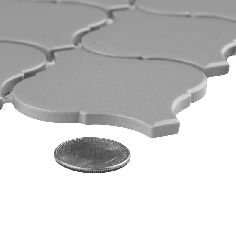 Merola Tile Metro Lantern Glossy Light Grey 9-1/2" x 10-3/4" Porcelain Mosaic Floor and Wall Tile