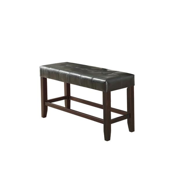 slide 2 of 5, Faux Leather Wood High Bench Black