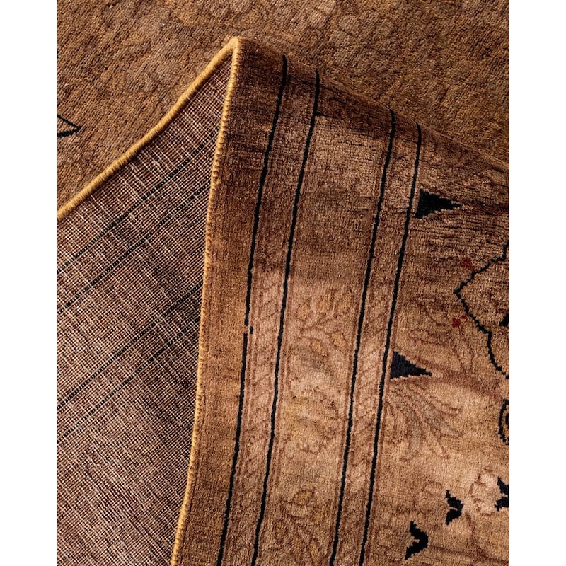 Overton Hand Knotted Wool Vintage Inspired Modern Contemporary Overdyed Brown Area Rug - 8' 2" x 10' 4"