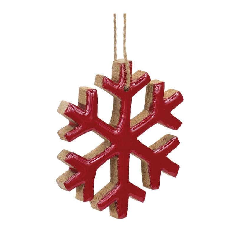 12ct Red Snowflake Christmas Ornaments 4"