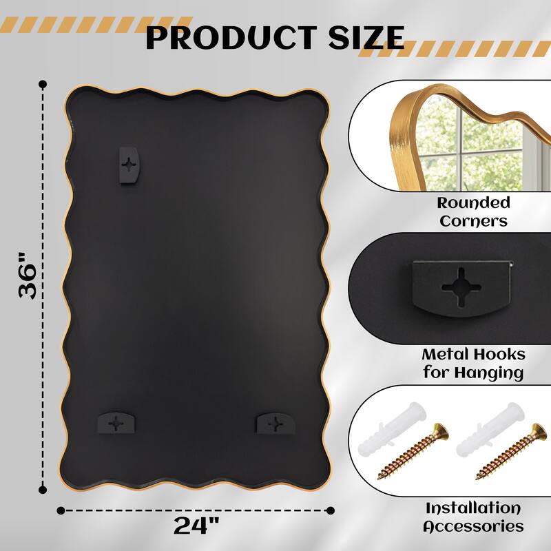 Rectangle Metal Framed Wavy Wall Mirror