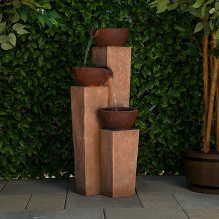 Alpine Corporation 35" Tall Outdoor Layered 3 Tiered Pots Fountain