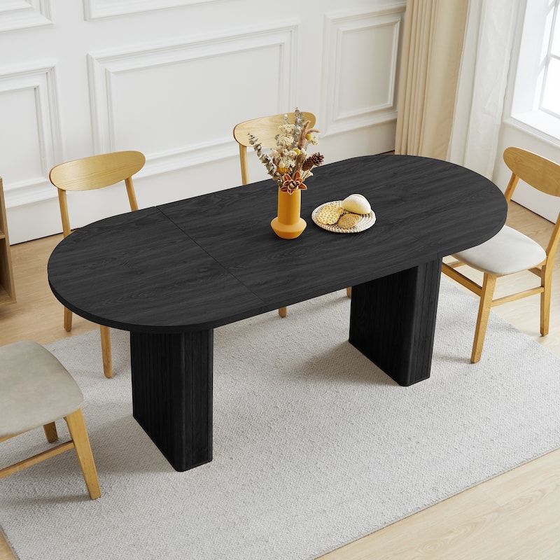 Oval Wood 70.86 in. Dining Table Seats 4-6 - Black