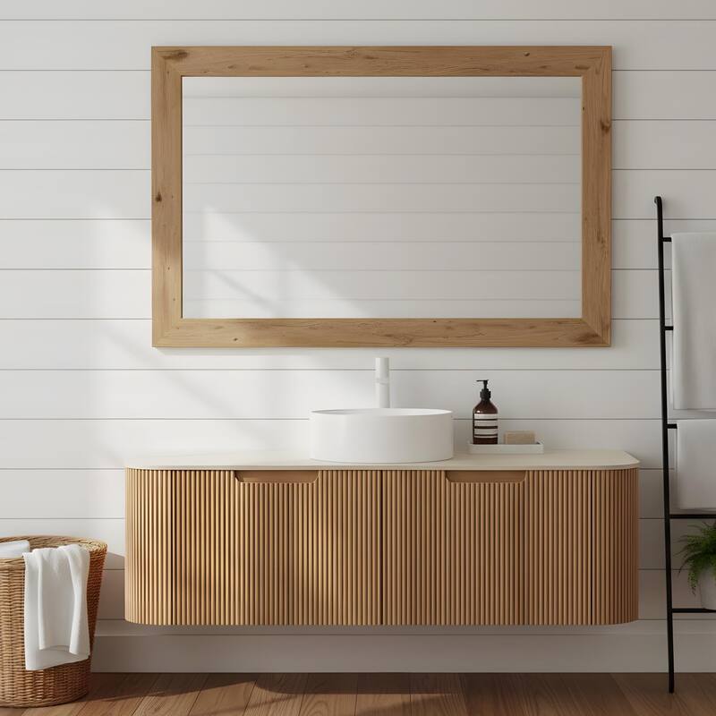 Wall Mounted Bathroom with White Round Ceramic Basin and Drawer