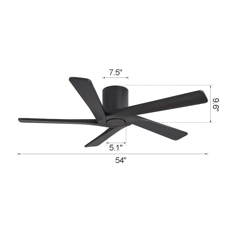 MLiAN 5 Solid Wood Blades Indoor Flush Mount Ceiling Fan with Remote