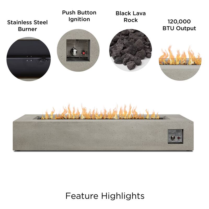 Emery 72" Rectangle Propane Fire Table in Flint