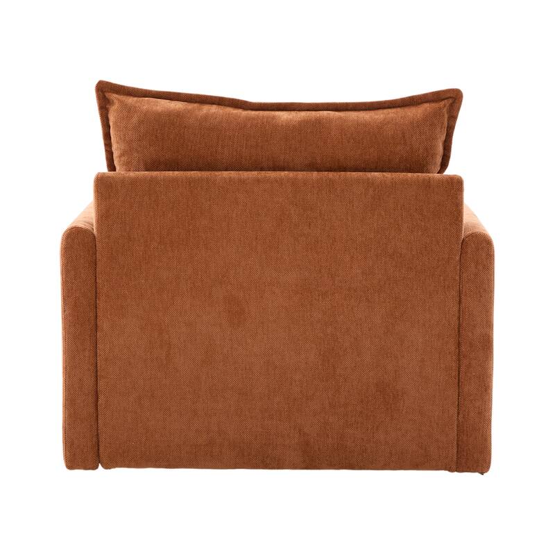 360°Swivel Barrel Chair Single Armchair Chenille Sofa Accent Chair with Thick Padded and Side Storage Pockets