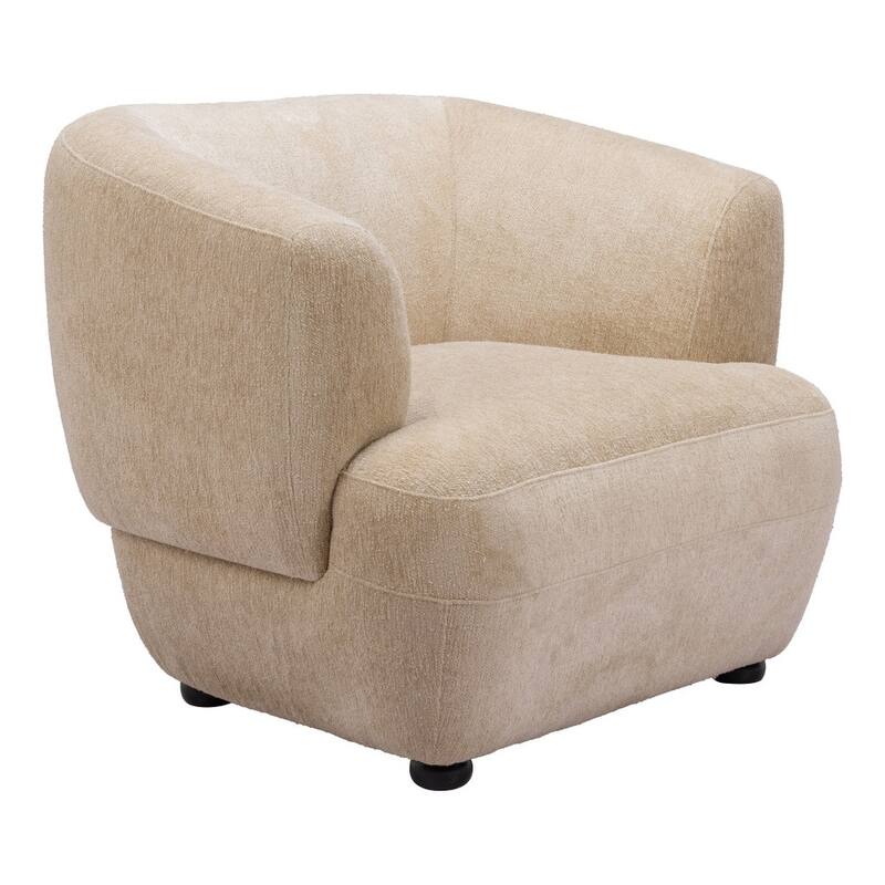 HomeRoots 39" Beige And Black Faux Shearling And Upholstered Arm Chair - 39' X '31.1' X '32