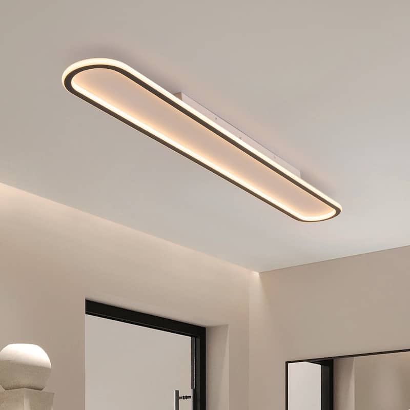 Contemporary Linear Oval LED Semi Flush Mount - 39in 3000K