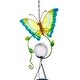 preview thumbnail 9 of 8, Alpine Corporation 48" Hanging Outdoor Butterfly Metal Wind Chime with Solar-Powered LED Lights, Blue