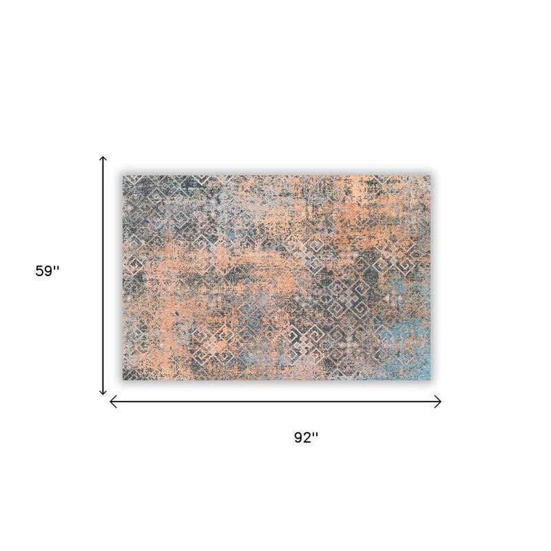 HomeRoots Abstract Contemporary Rectangle Area Rug - 5' X 8'