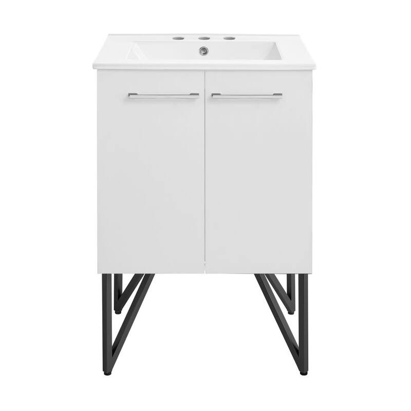Swiss Madison SM-BV212-3 Annecy 24" Free Standing Single Basin Vanity - White / White - Painted