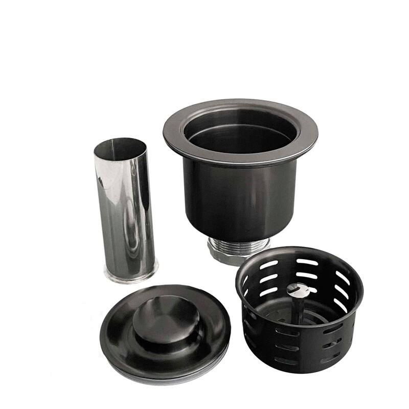 STYLISH 3.5 Inch Graphite Black Kitchen Sink Deep Strainer with Removable Basket - Fits Standard 3.5" drain Opening.