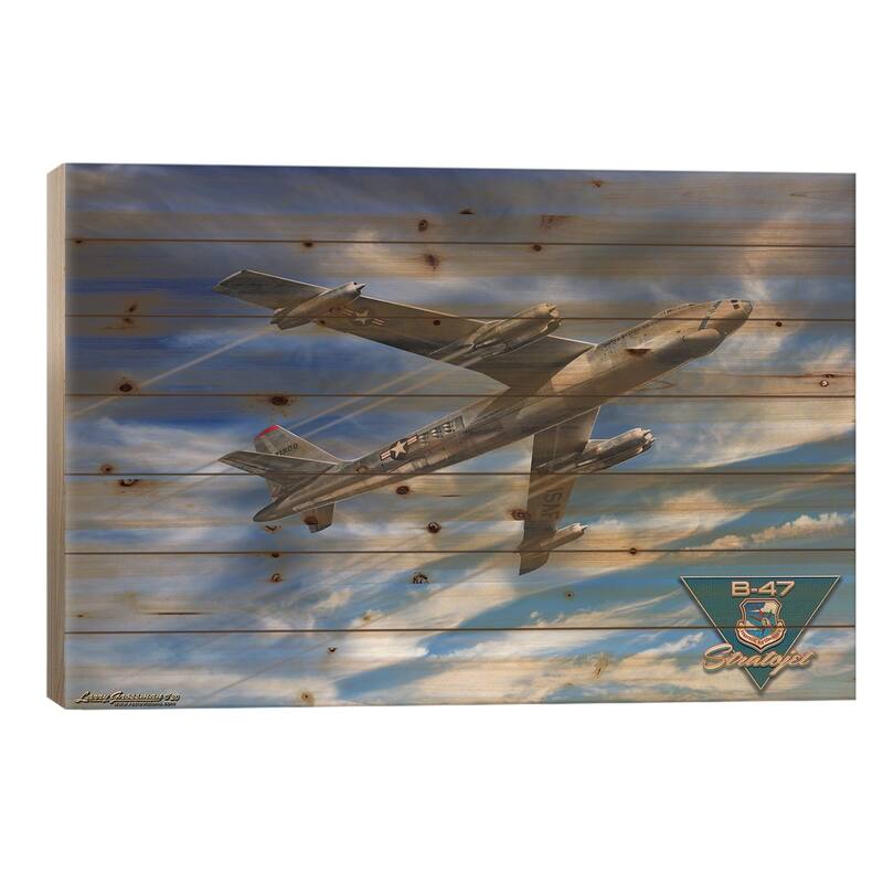 B-47 Stratojet Print On Wood by Larry Grossman - Multi-Color - 18x26x1.5