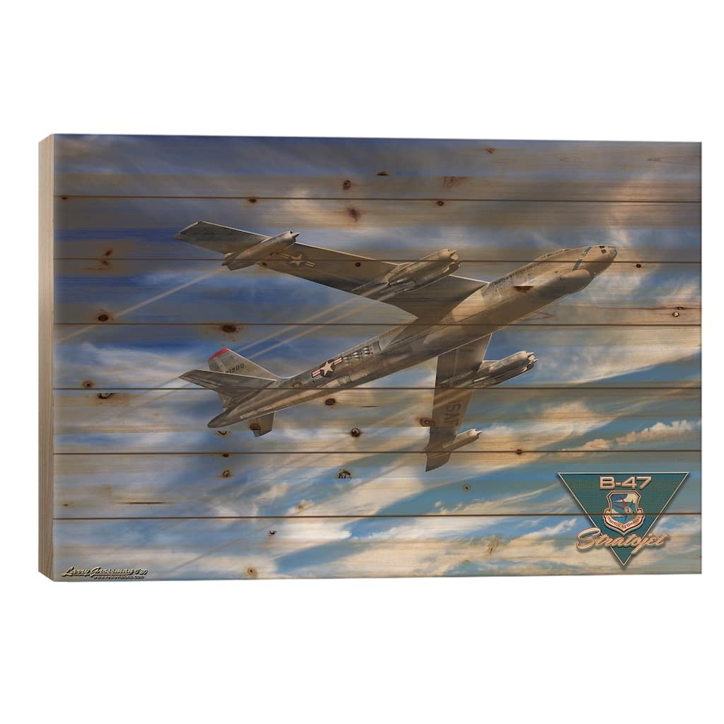 B-47 Stratojet Print On Wood by Larry Grossman - Multi-Color