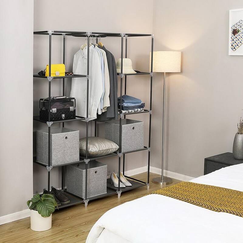 4 Tiers 10 Cube Clothes Organizer Clothes Wardrobe Waterproof Fabric Storage Closet