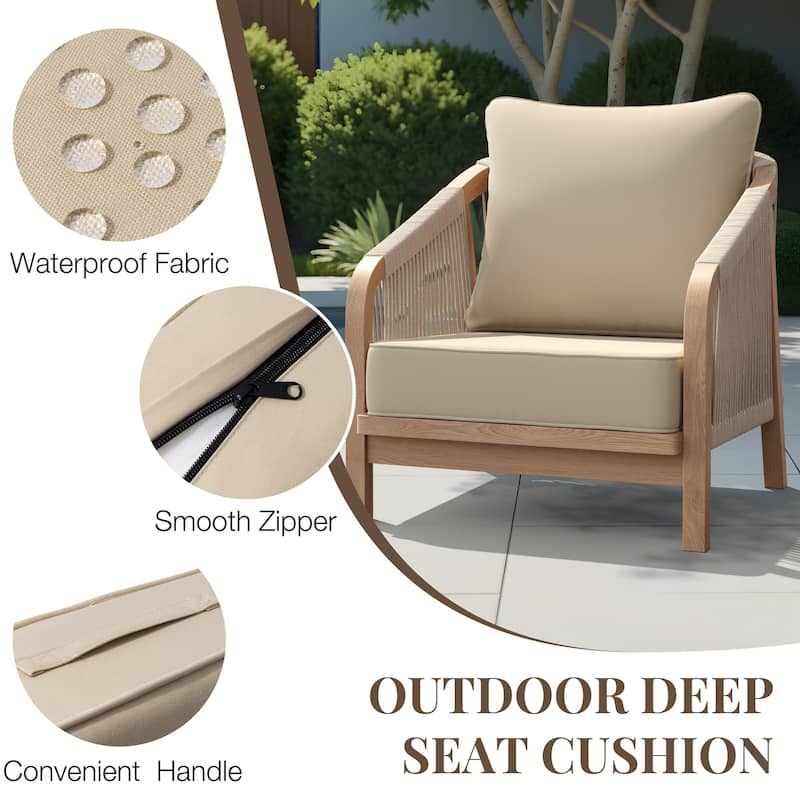 24''Wx24''Dx20''H Patio Premium Sunbrella Outdoor Seat Cushions Set (Seat & Back)