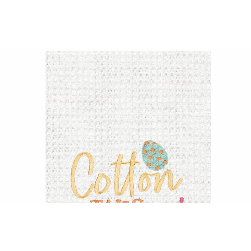 "Cotton Tails & Bunny Trails" Easter Rabbit Embroidered Cotton Waffle Weave Kitchen Dishtowel