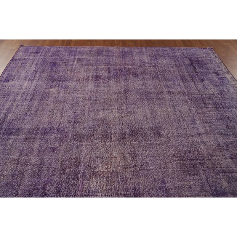 Distressed Anatolian Turkish Vintage Rug Handmade Purple Wool Carpet - 8'1" x 11'8"