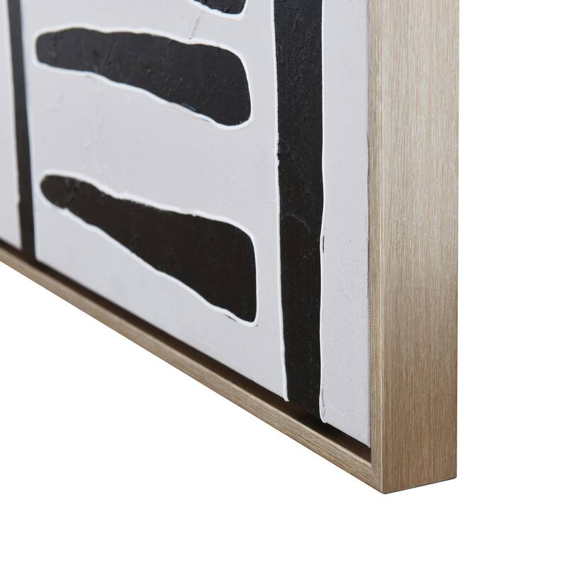 StyleCraft Black & White Hand-Painted Framed Canvas Wall Art - 28" x 39"